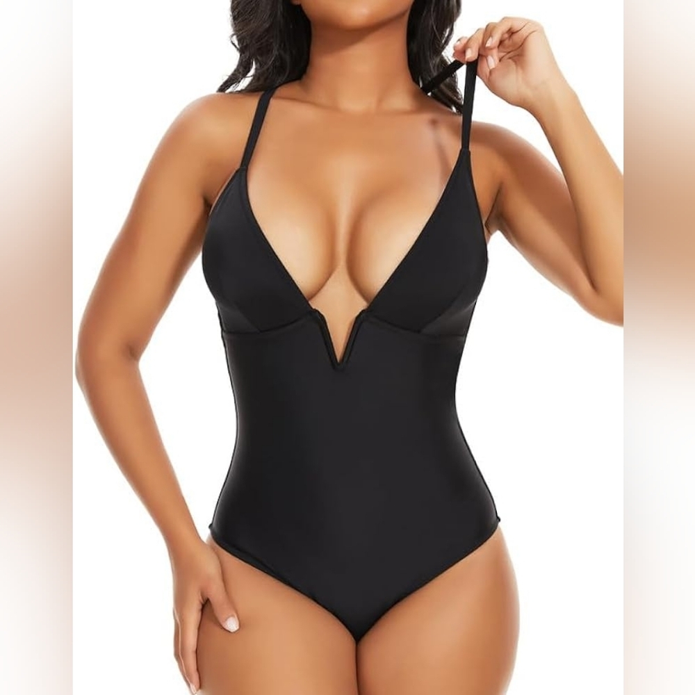 Women's One Piece Swimsuit Deep V Neck